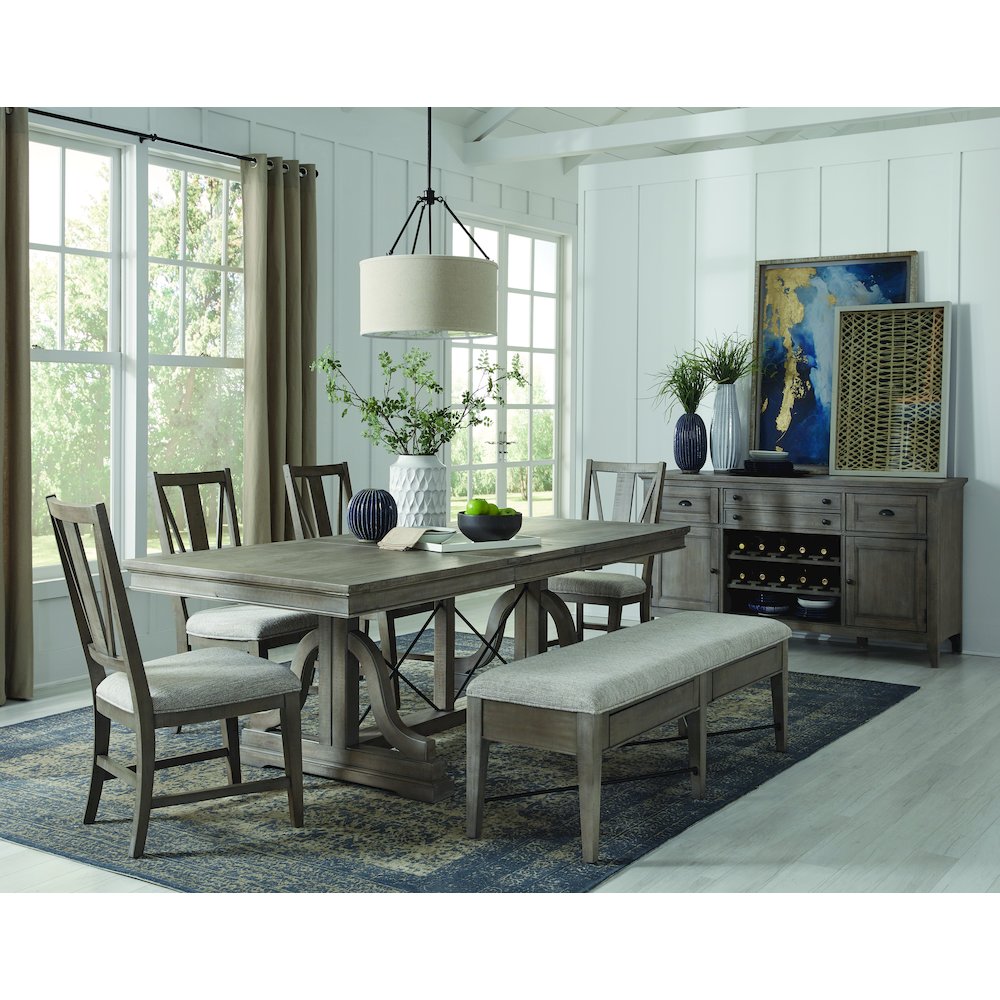 Paxton Place Dovetail Grey Upholstered Bench. Picture 8