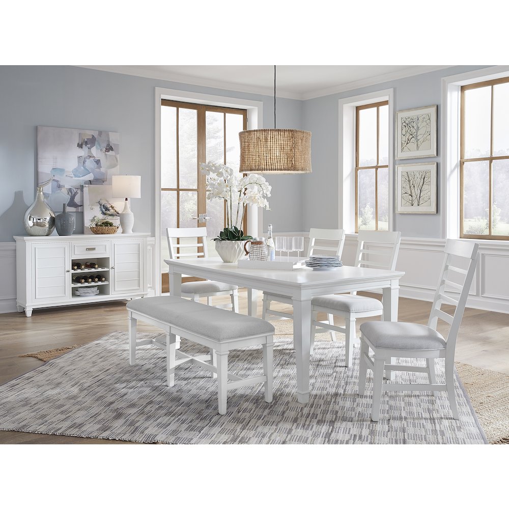 Charleston White Dove White Upholstered Bench. Picture 2