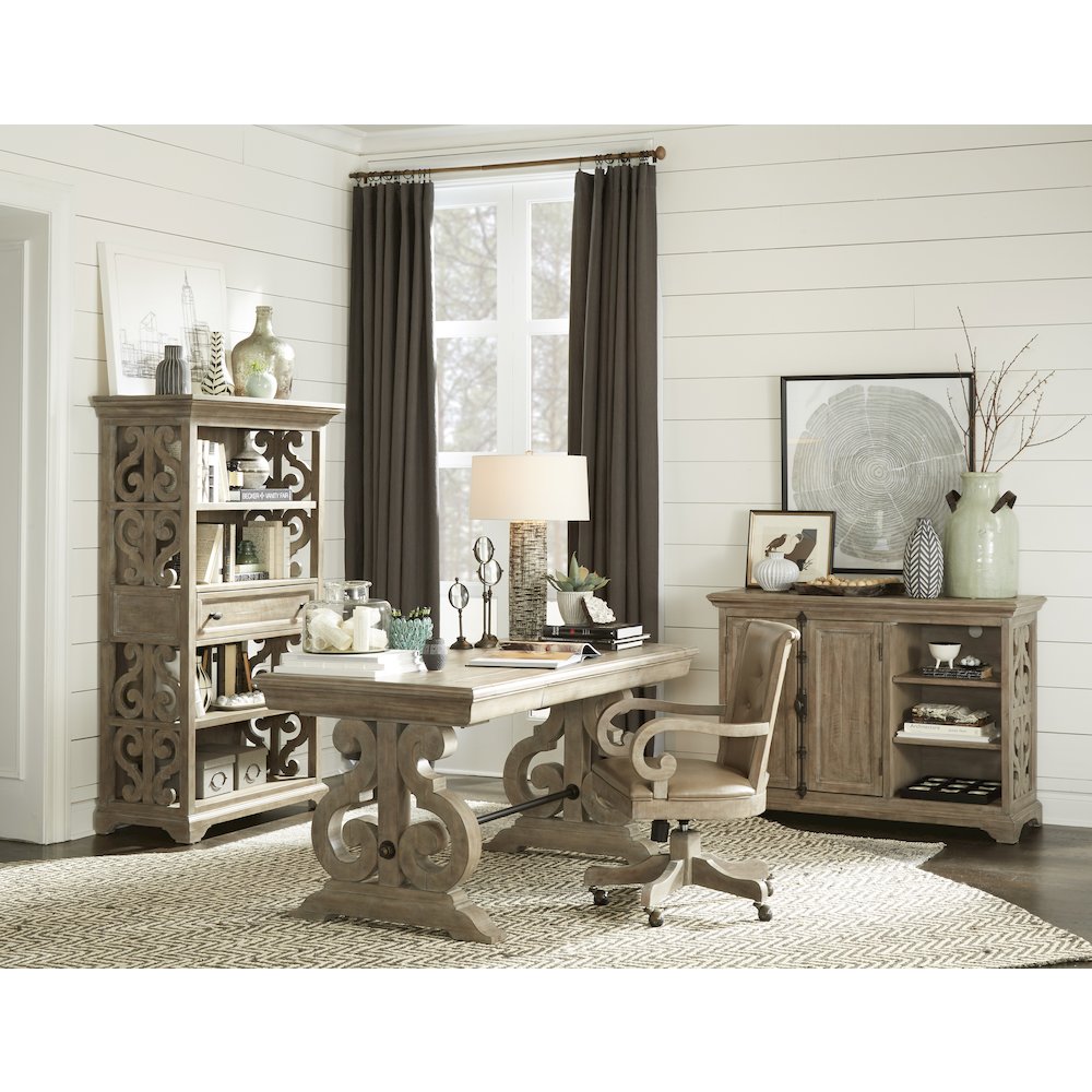 Tinley Park Dove Tail Grey Fully Upholstered Swivel Chair. Picture 6