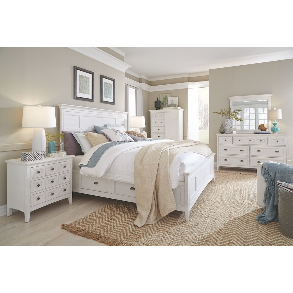 Heron Cove Chalk White And Dovetail Grey Drawer Dresser With Landscape Mirror. Picture 9