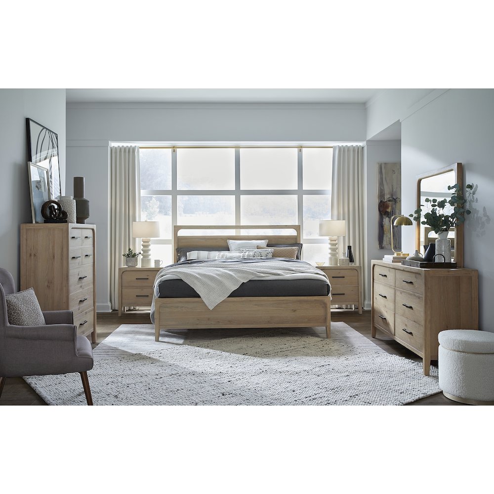 Somerset Butternut Double Drawer Dresser With Landscape Mirror. Picture 12