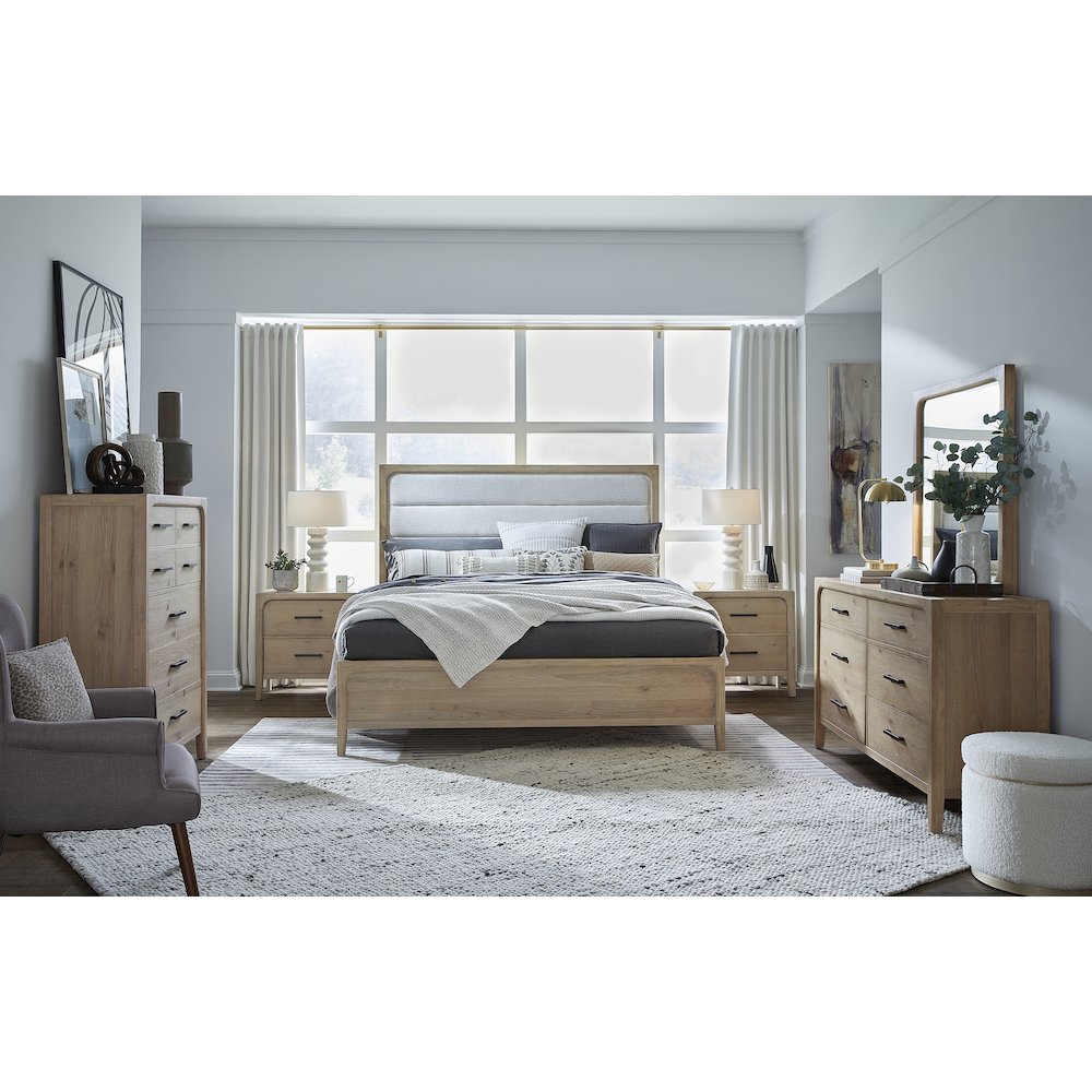 Somerset Butternut Double Drawer Dresser With Landscape Mirror. Picture 11
