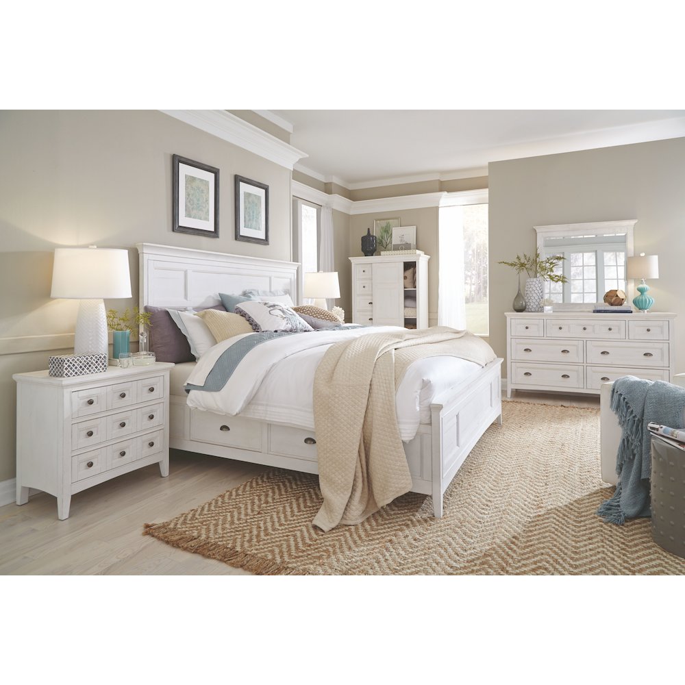 Heron Cove Chalk White And Dovetail Grey Drawer Dresser With Landscape Mirror. Picture 11