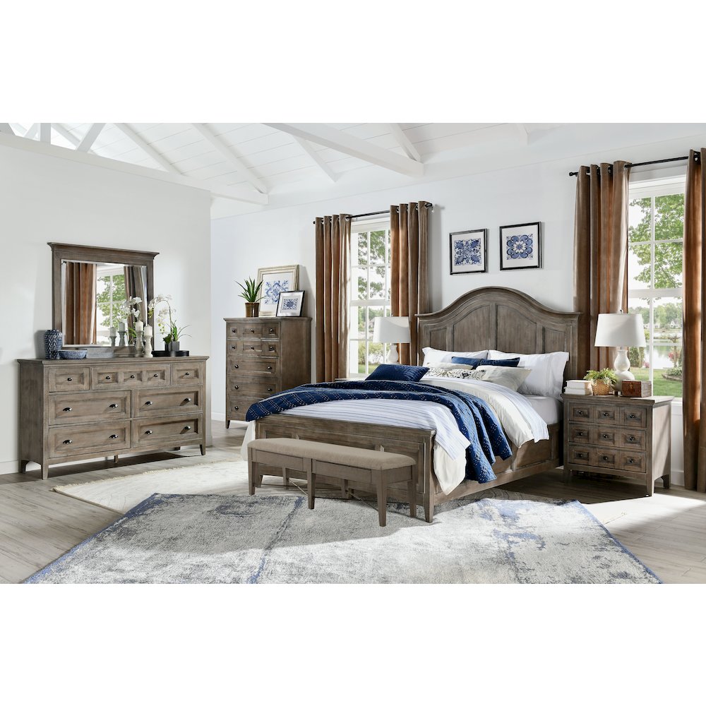 Paxton Place Dovetail Grey Drawer Dresser With Landscape Mirror. Picture 13