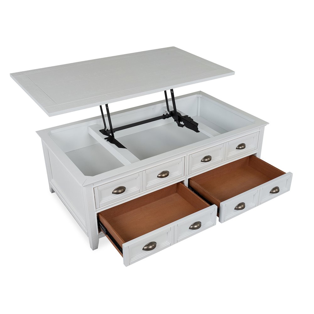 Heron Cove Chalk White Lift Top Storage Cocktail Table With Casters. Picture 11