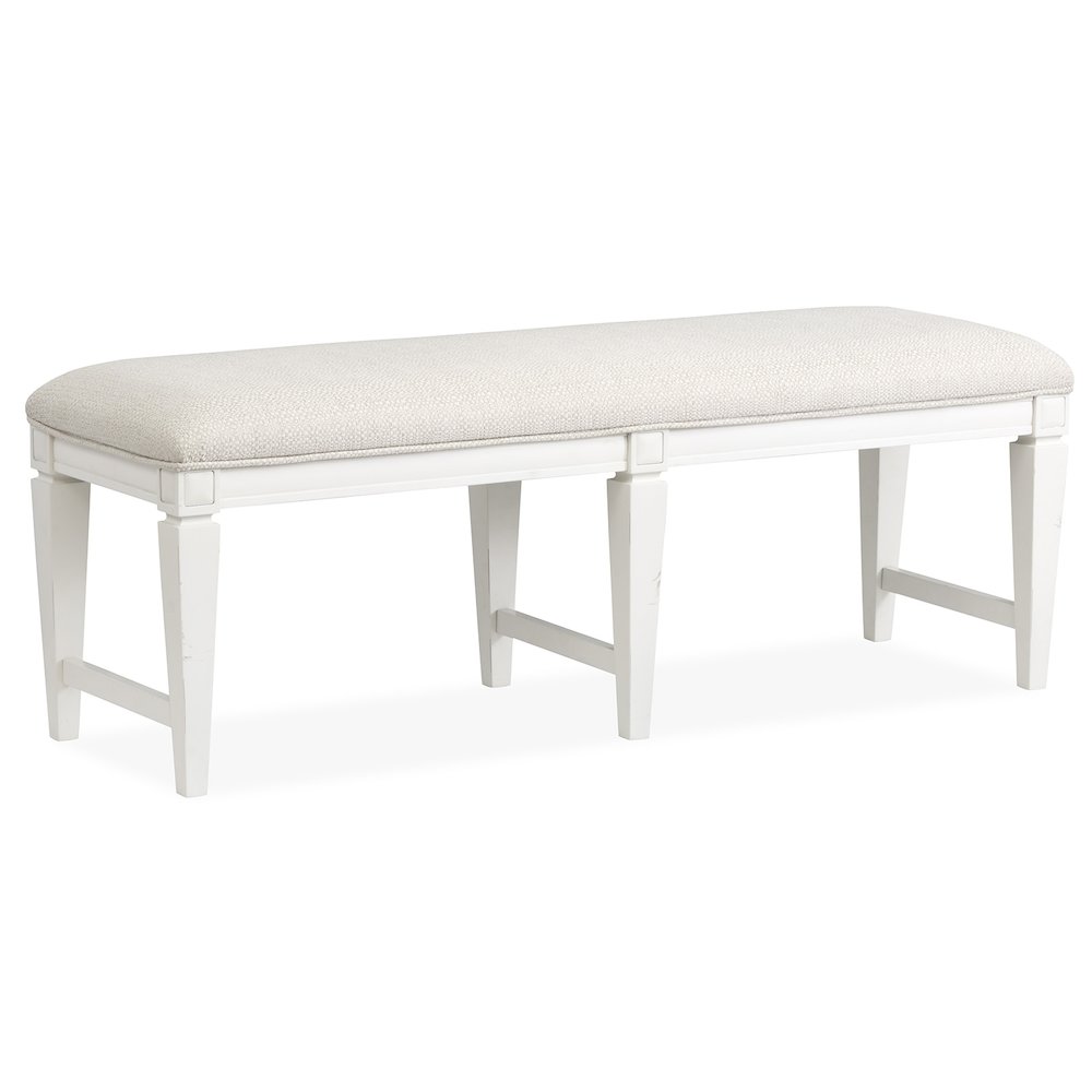 Willowbrook Egg Shell White Upholstered Bench. Picture 1