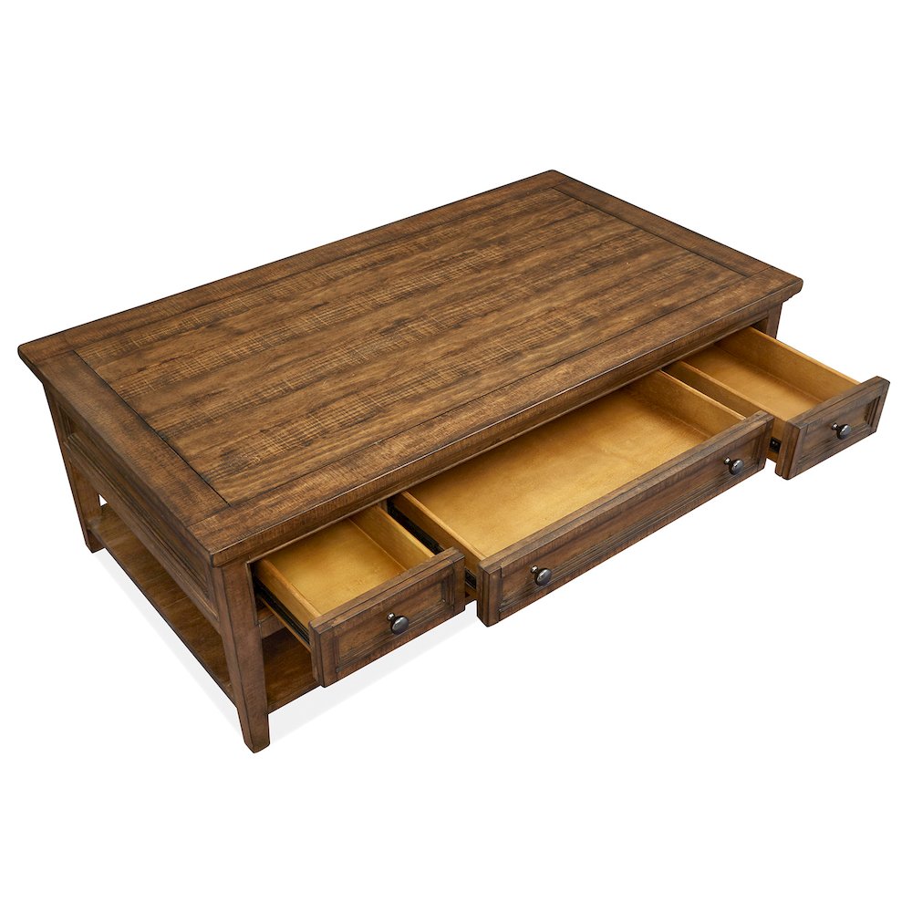 Bay Creek Toasted Nutmeg Rectangular Cocktail Table With Casters. Picture 7