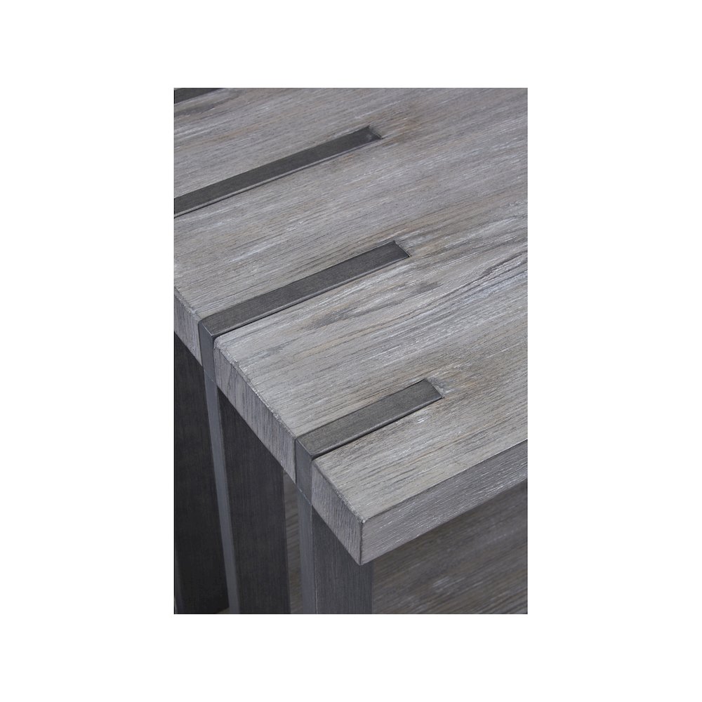 Eldridge Weathered Gravel And Satin Bronze Rectangular End Table. Picture 8