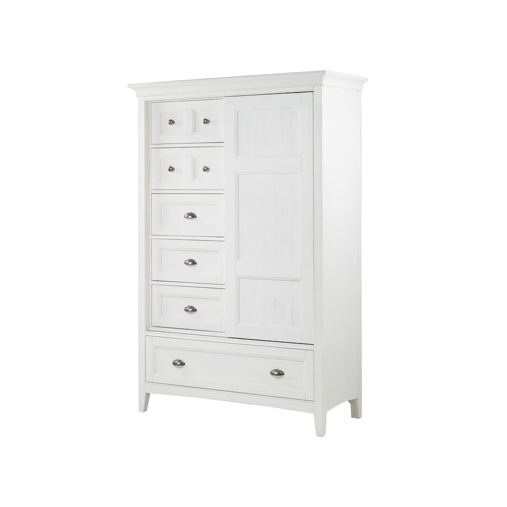 Heron Cove Chalk White And Dovetail Grey Door Chest. Picture 1