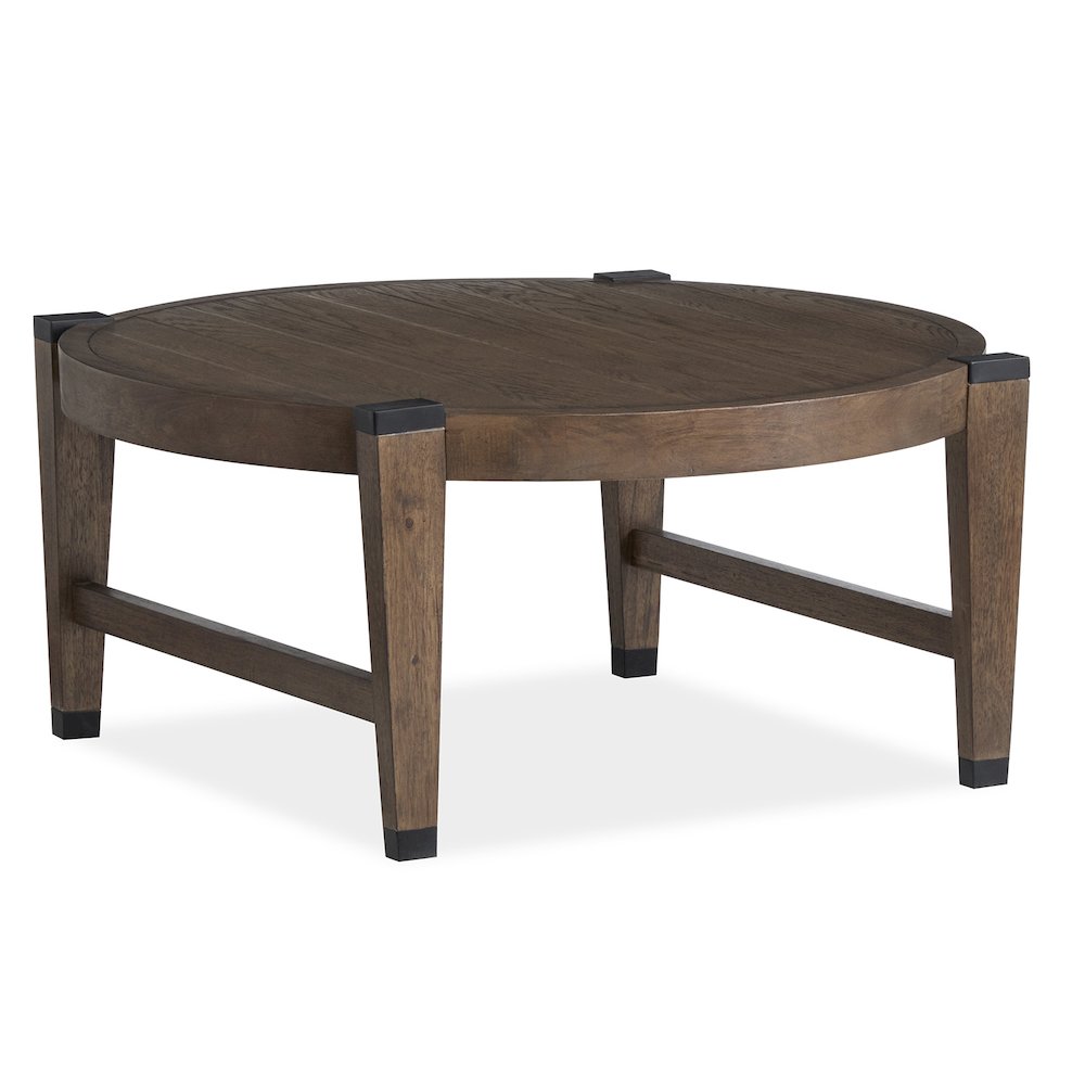 Kaysen Wallaby And Matte Black Round Cocktail Table. Picture 1