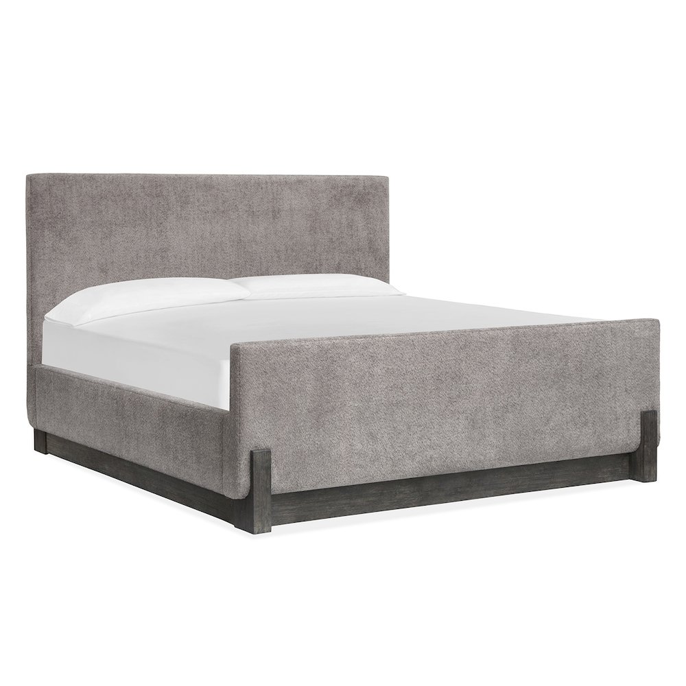 Kinsley Black Heron Queen Upholstered Panel Bed. Picture 1