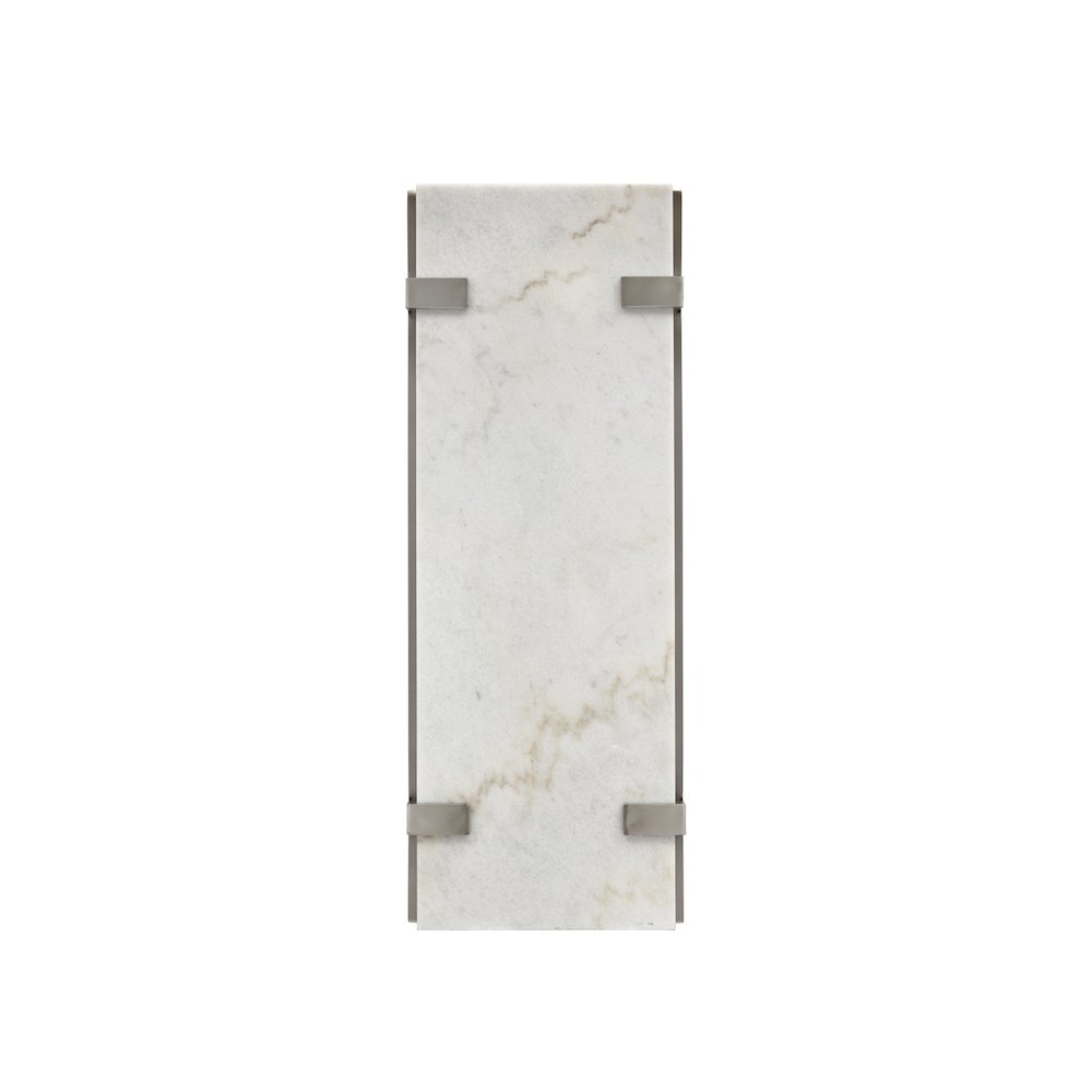 Pearl White And Roasted Almond And Brushed Platinum Rectangular Sofa Table. Picture 7