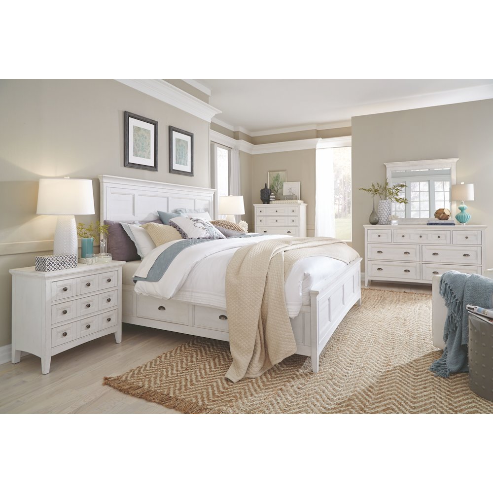 Heron Cove Chalk White And Dovetail Grey Drawer Dresser With Landscape Mirror. Picture 10