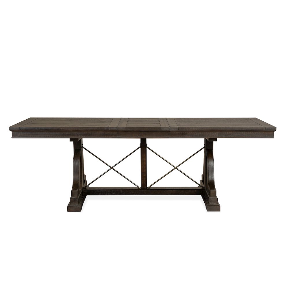 Westley Falls Graphite Extendable Trestle Dining Table. Picture 7