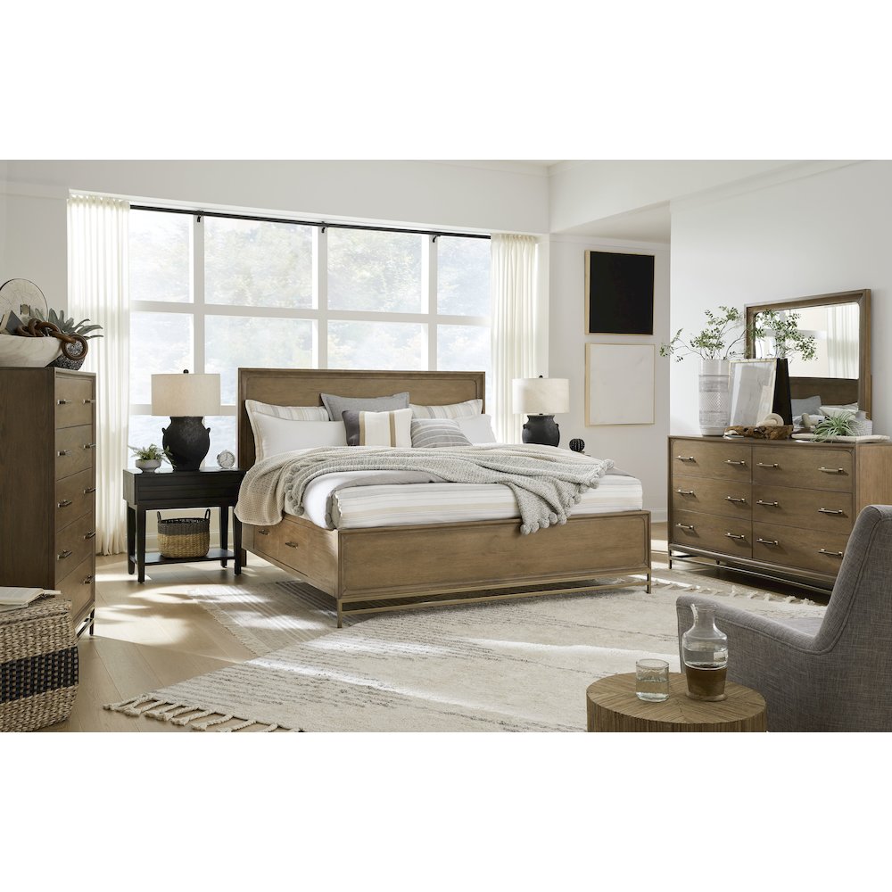 Lindon Belgian Wheat And Coffee Bean Queen Panel Storage Bed. Picture 9