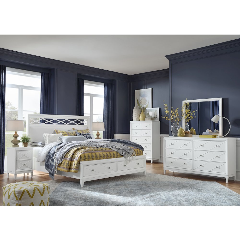 Springhouse Whisper White Queen Upholstered Panel Storage Bed. Picture 9