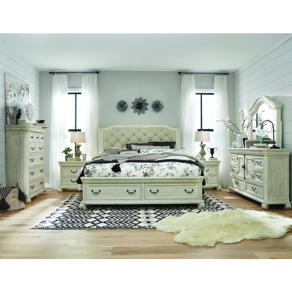 Bronwyn Alabaster Queen Sleigh Storage Bed. Picture 3