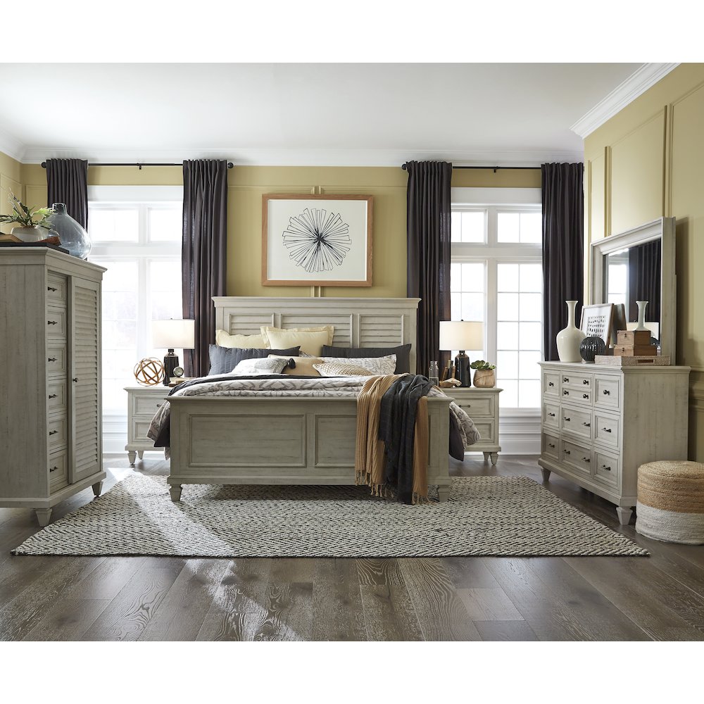 Newport Alabaster Queen Shutter Panel Bed. Picture 8