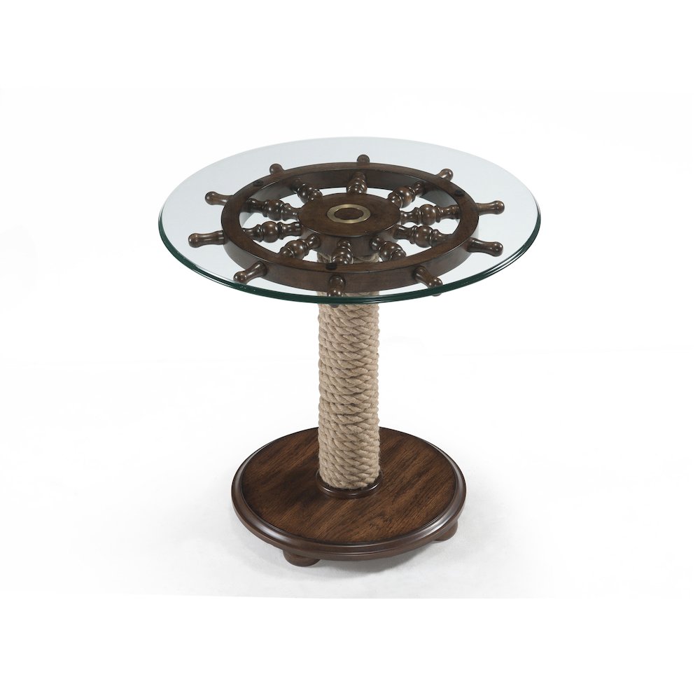 Beaufort Dark Oak Round Accent Table. Picture 1