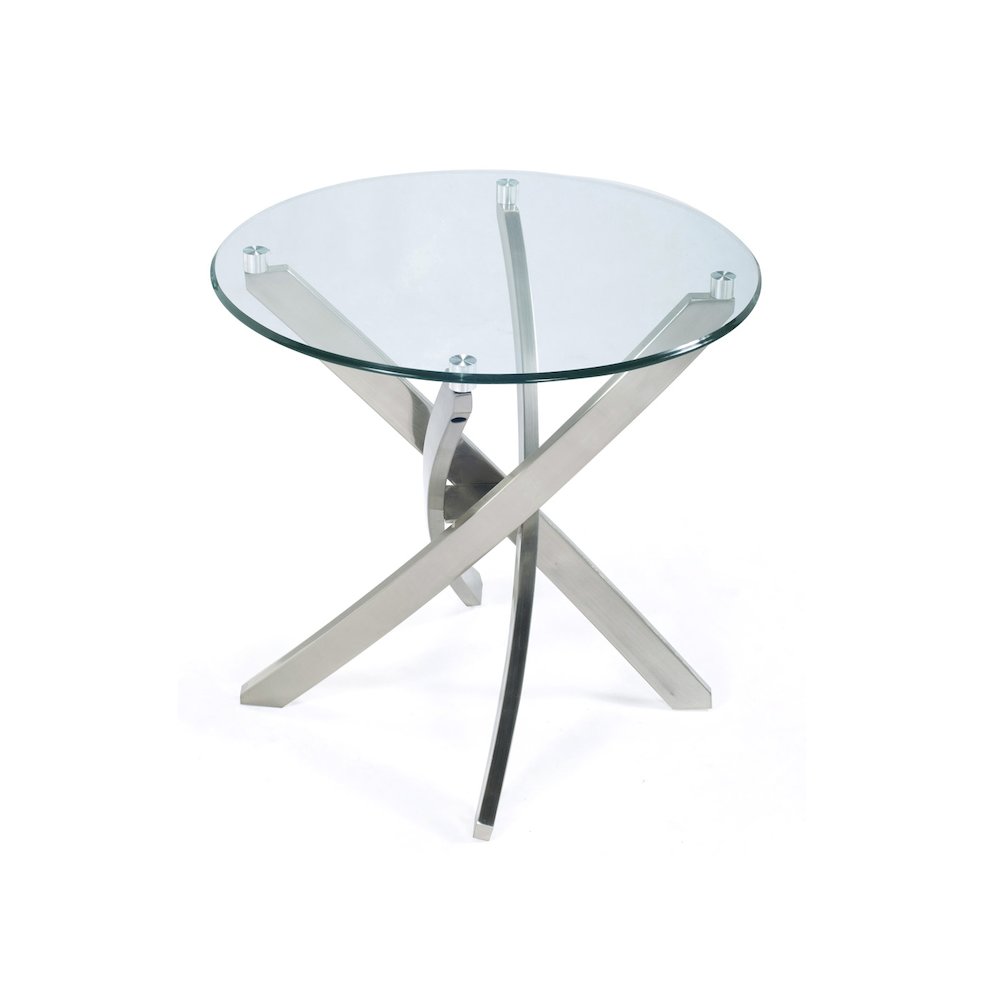 Zila Brushed Nickel Round End Table. Picture 1