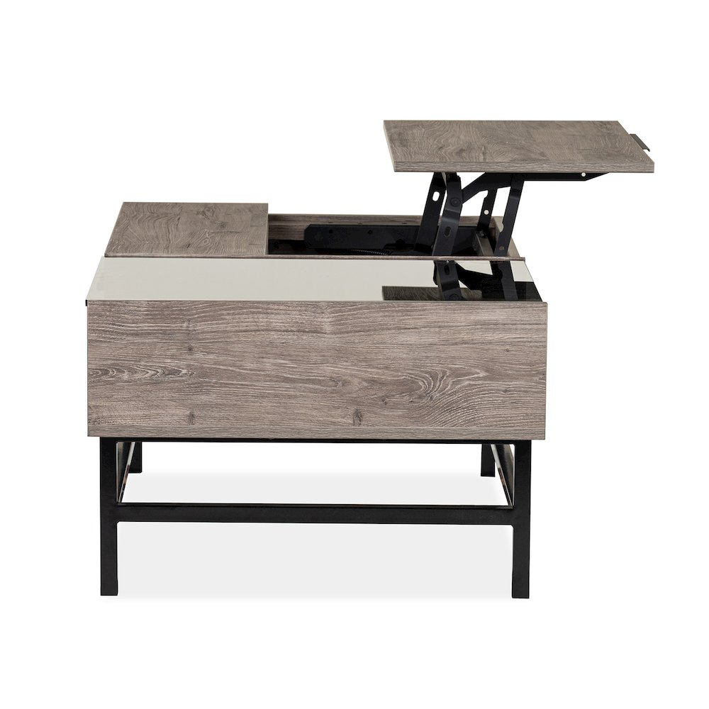 Fenwick Whitetail Brown And Smoke Glass Rectangular Lift Top Cocktail Table. Picture 9