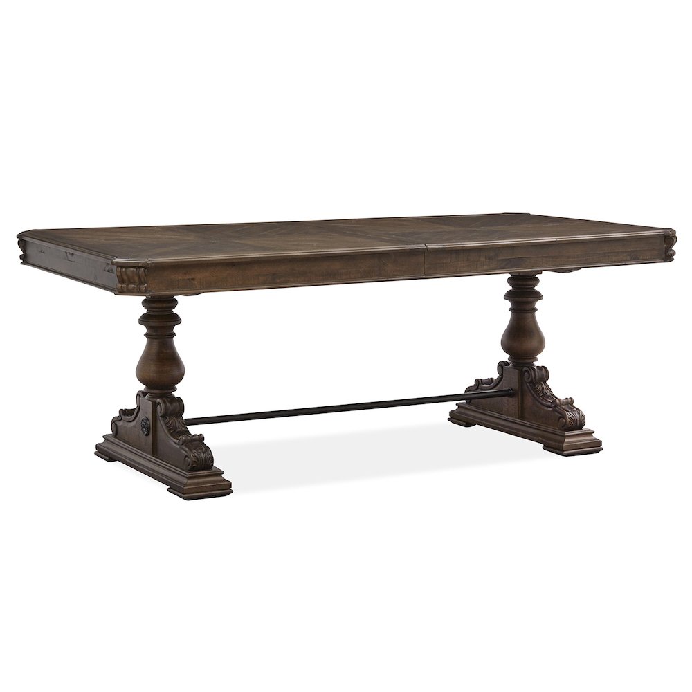 Durango Willadeene Brown Extendable Trestle Dining Table. Picture 1