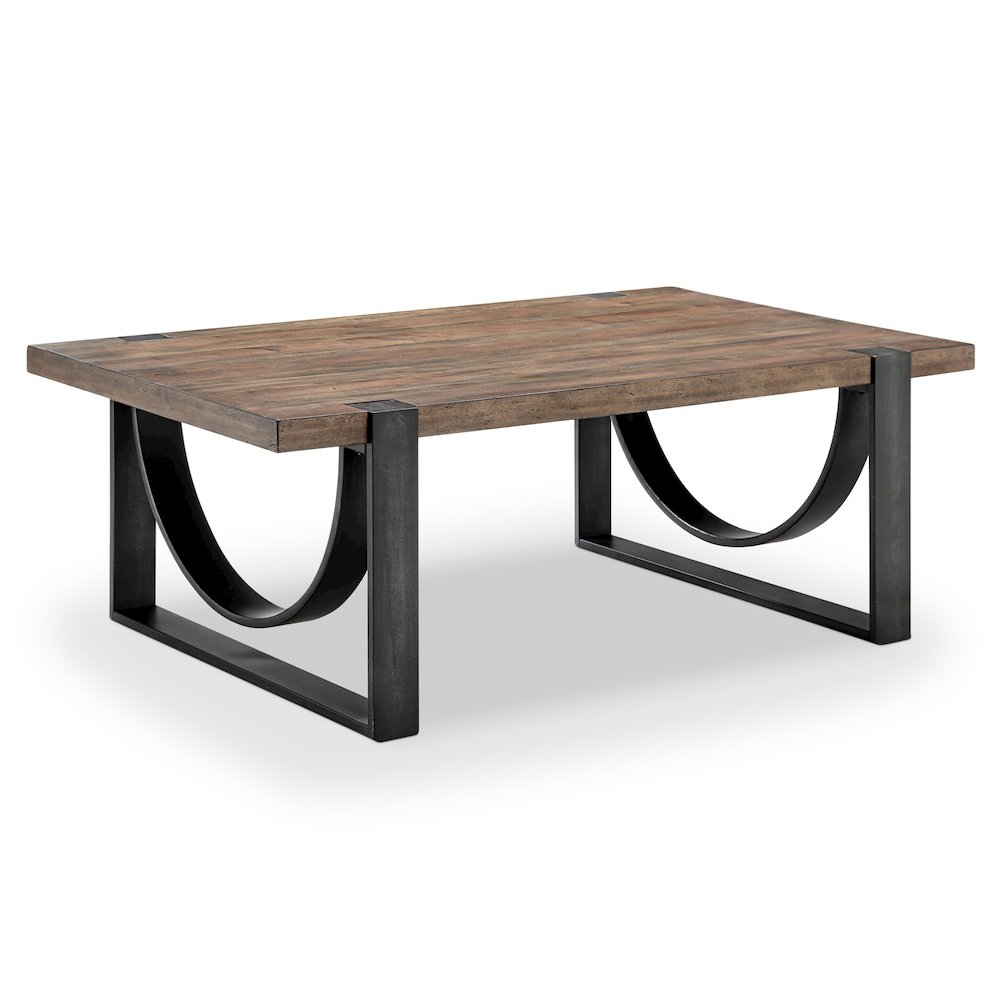 Bowden Rustic Honey And Distressed Iron Rectangular Cocktail Table. Picture 1