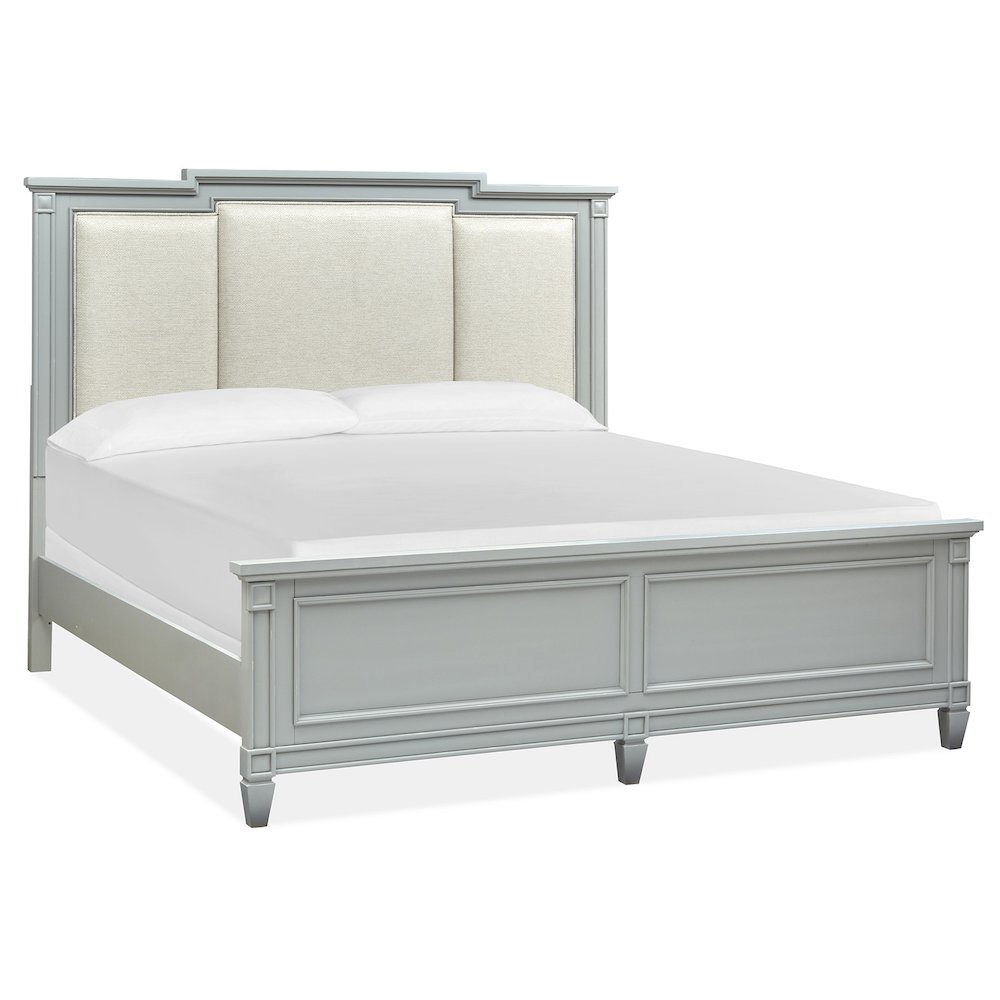Glenbrook Pebble Queen Upholstered Panel Bed. Picture 1