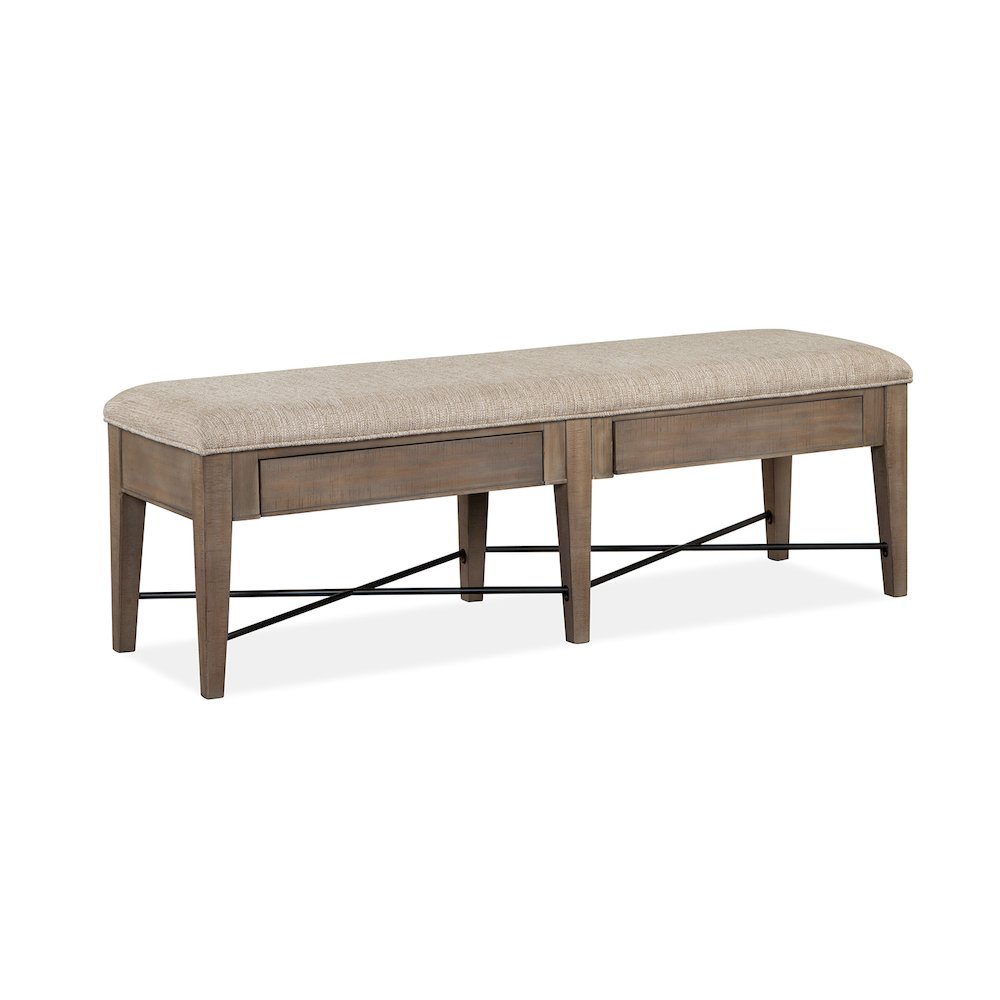 Paxton Place Dovetail Grey Upholstered Bench. Picture 1