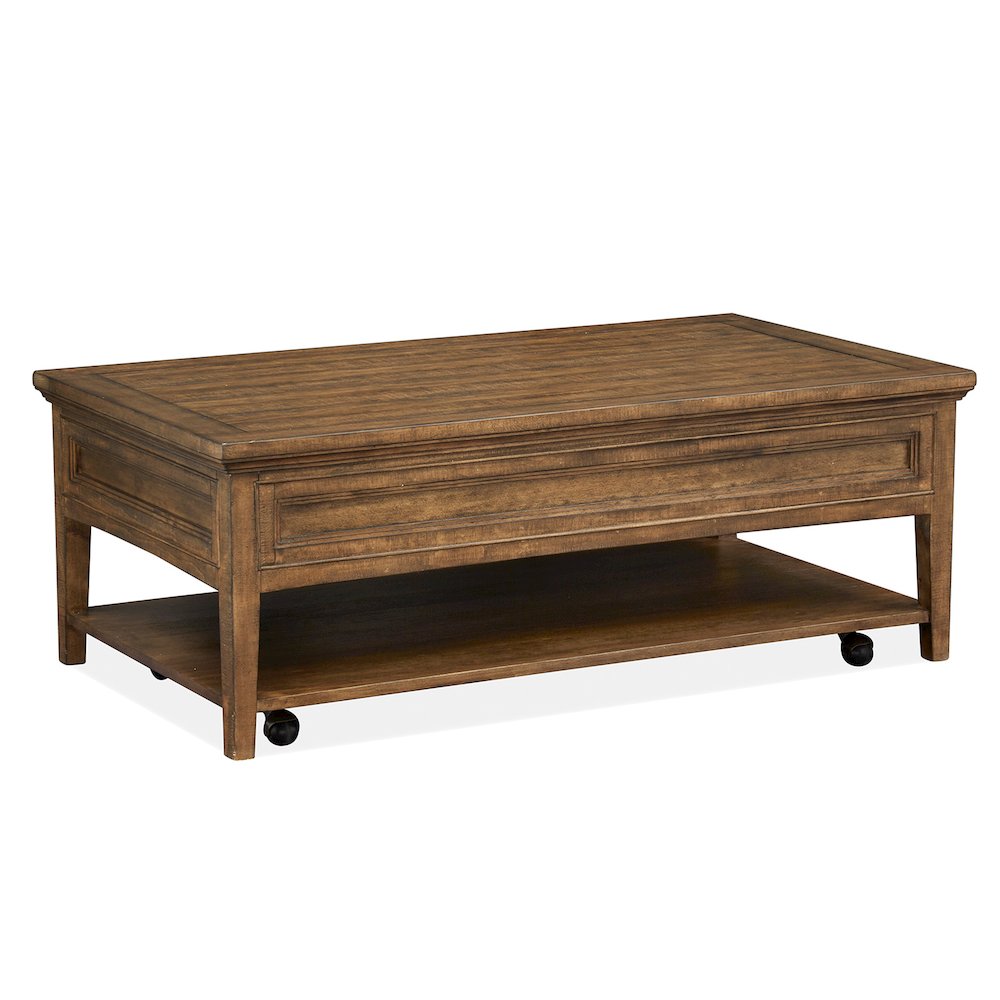 Bay Creek Toasted Nutmeg Rectangular Cocktail Table With Casters. Picture 4