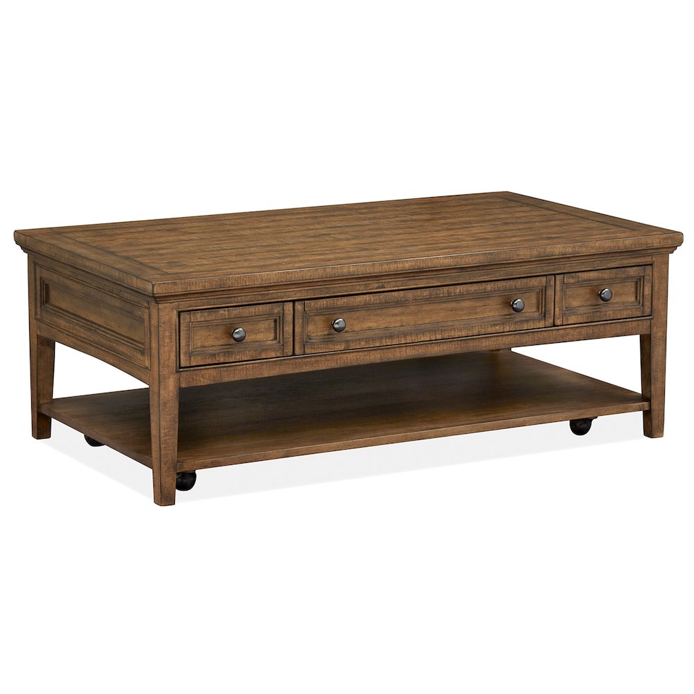 Bay Creek Toasted Nutmeg Rectangular Cocktail Table With Casters. Picture 1