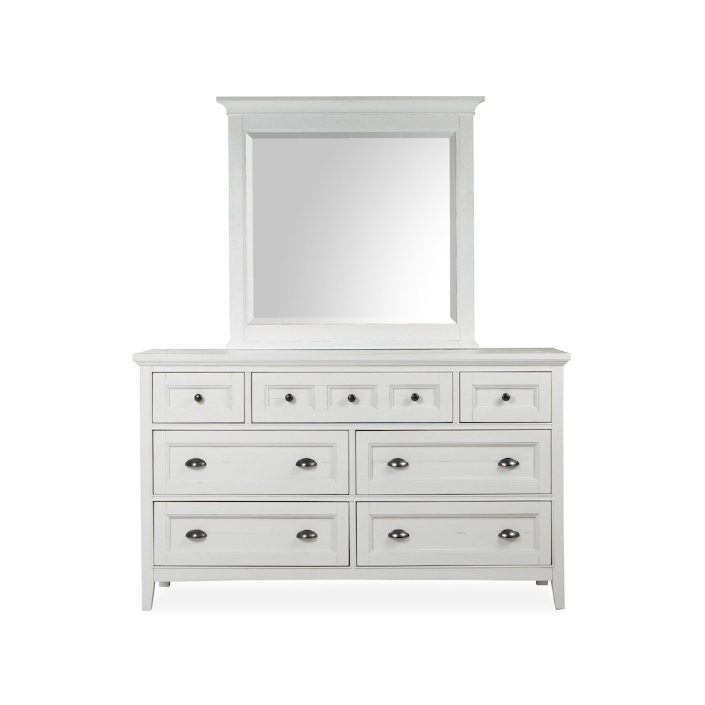 Heron Cove Chalk White And Dovetail Grey Drawer Dresser With Landscape Mirror. Picture 2