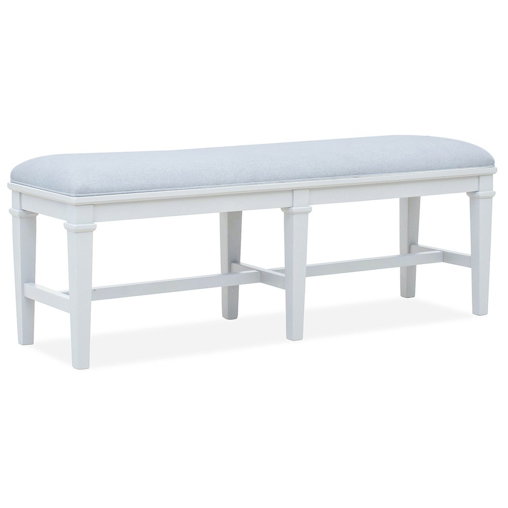 Charleston White Dove White Upholstered Bench. Picture 1