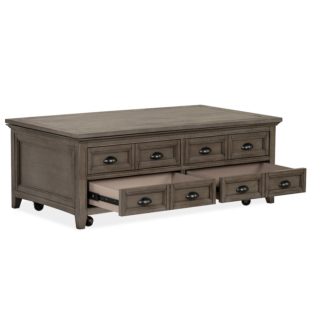 Paxton Place Dovetail Grey Lift Top Storage Cocktail Table With Casters. Picture 7