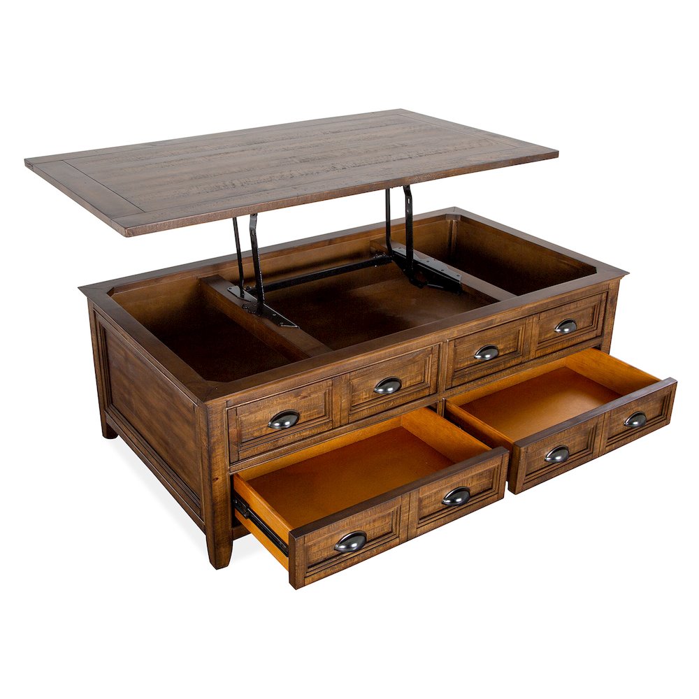 Bay Creek Toasted Nutmeg Lift Top Storage Cocktail Table With Casters. Picture 7