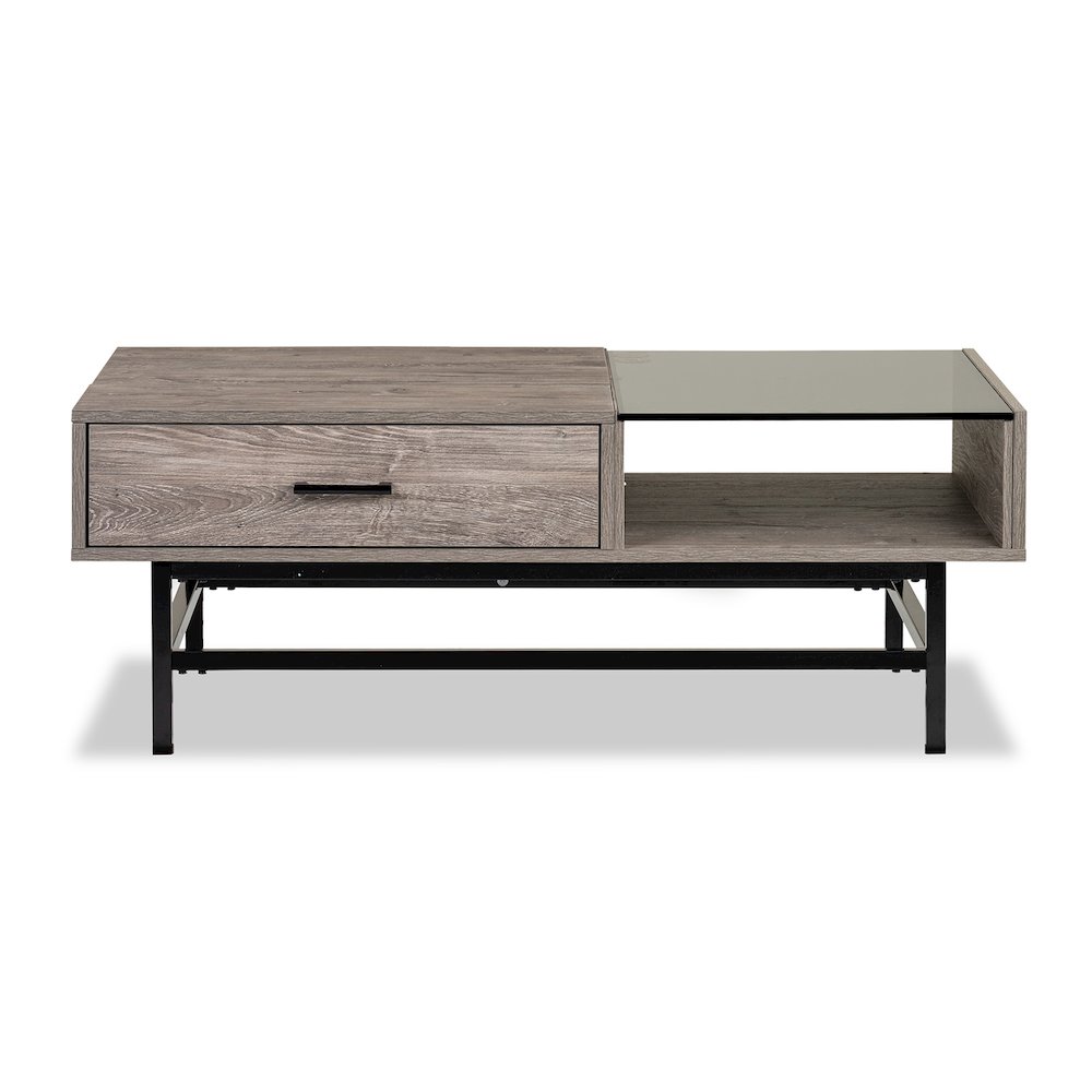 Fenwick Whitetail Brown And Smoke Glass Rectangular Lift Top Cocktail Table. Picture 2