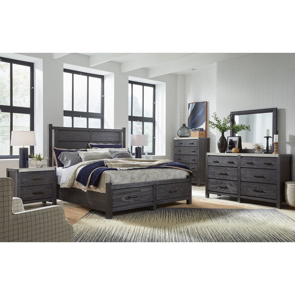 Plum Creek Ravenwood Black King Panel Storage Bed. Picture 7