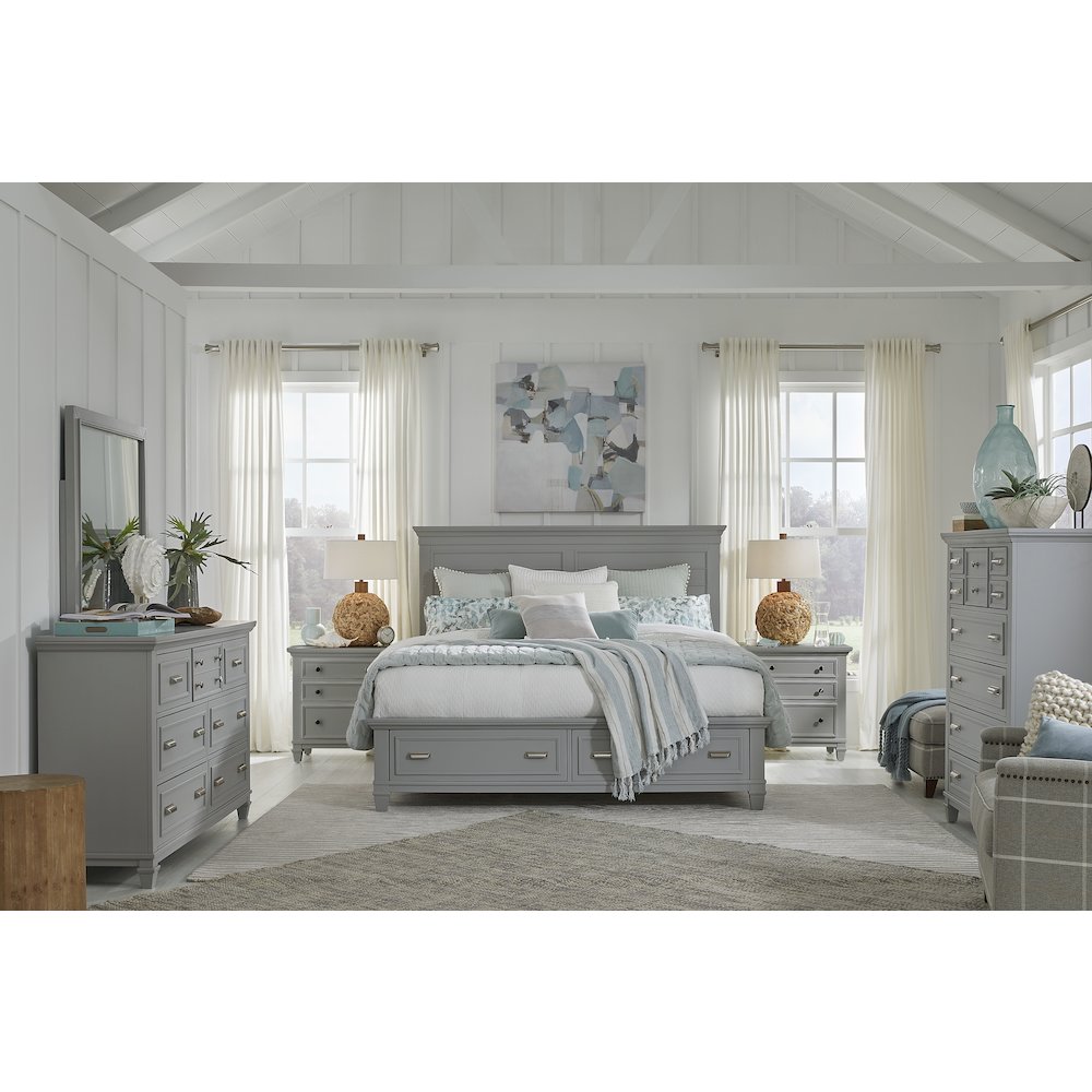 Charleston Harbor Gray King Grey Panel Storage Bed. Picture 7