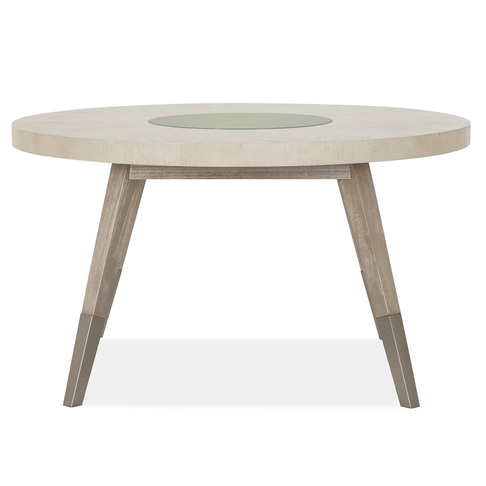 Lenox Warm Silver And Acadia White Round Dining Table. Picture 2