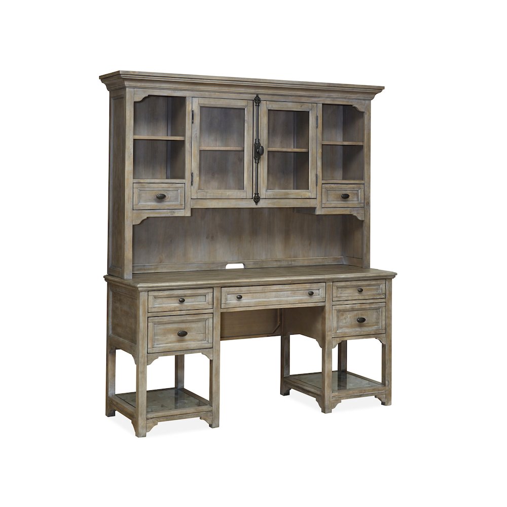 Tinley Park Dove Tail Grey Desk With Hutch. Picture 1
