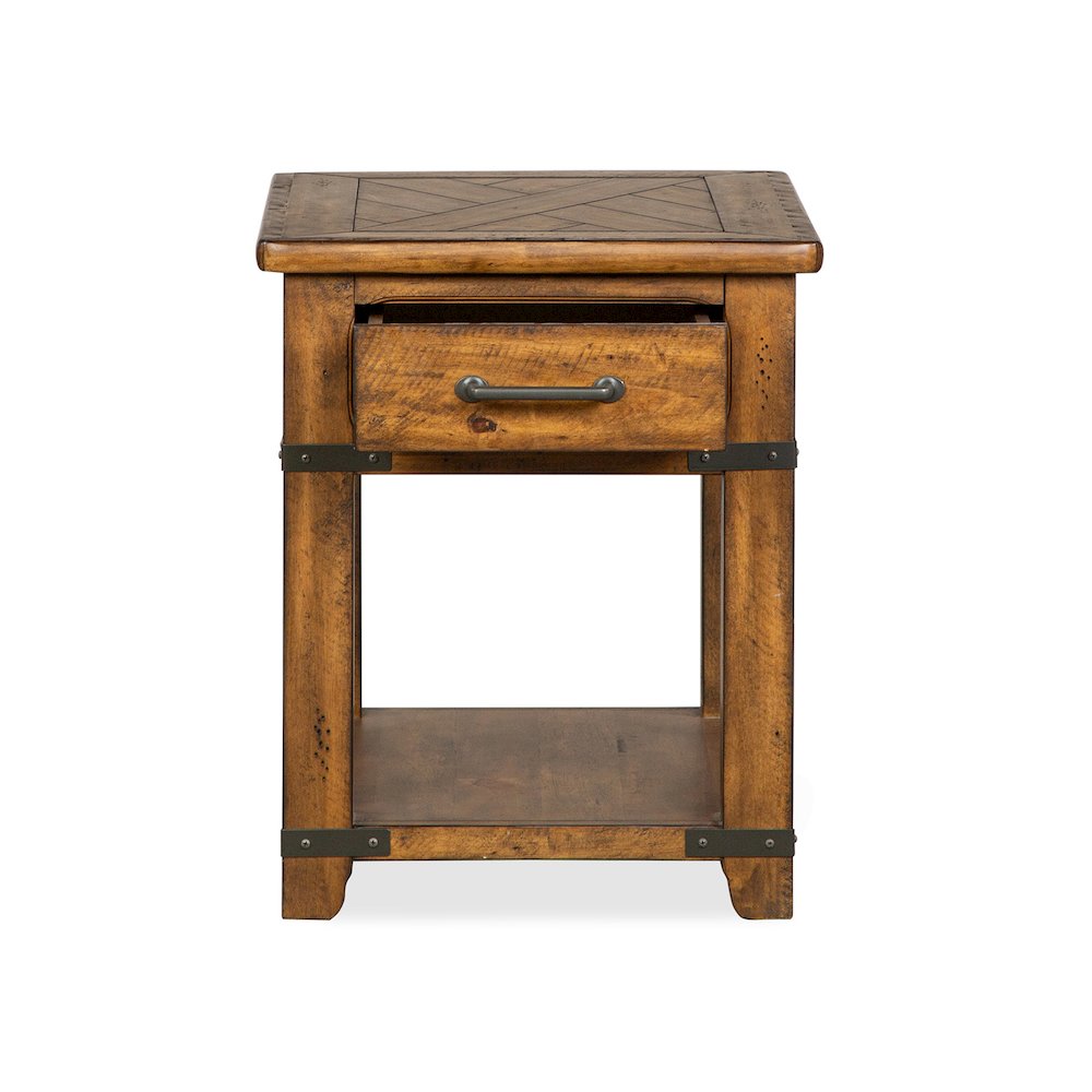 Chesterfield Farmhouse Timber Rectangular End Table. Picture 7