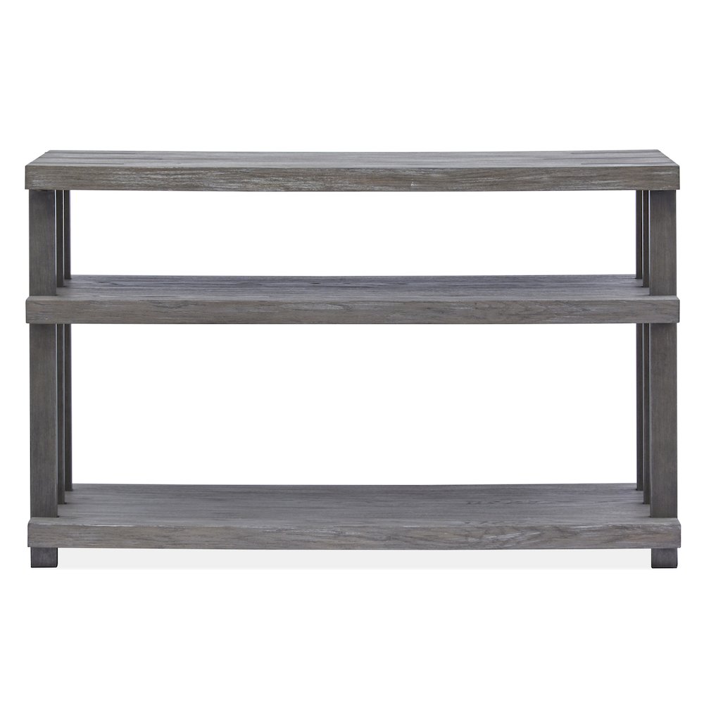 Eldridge Weathered Gravel And Satin Bronze Rectangular Sofa Table. Picture 2