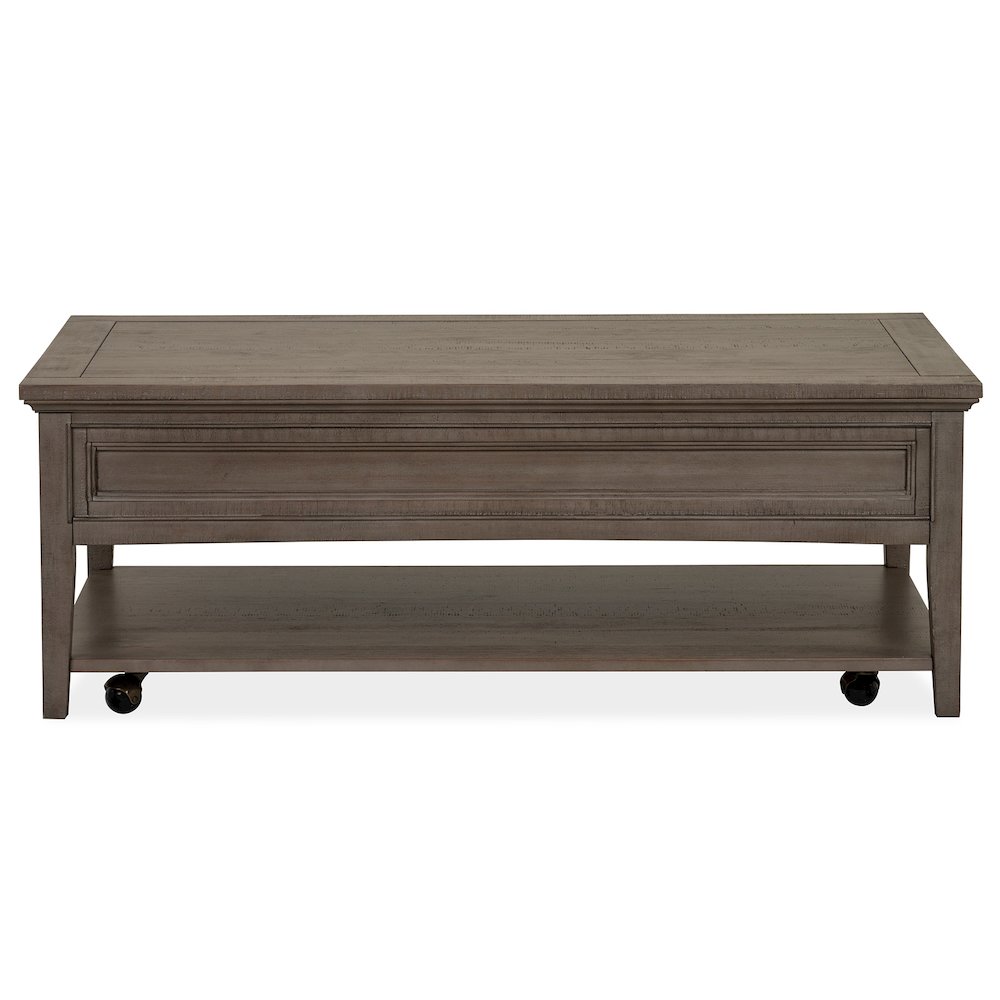 Paxton Place Dovetail Grey Rectangular Cocktail Table With Casters. Picture 4