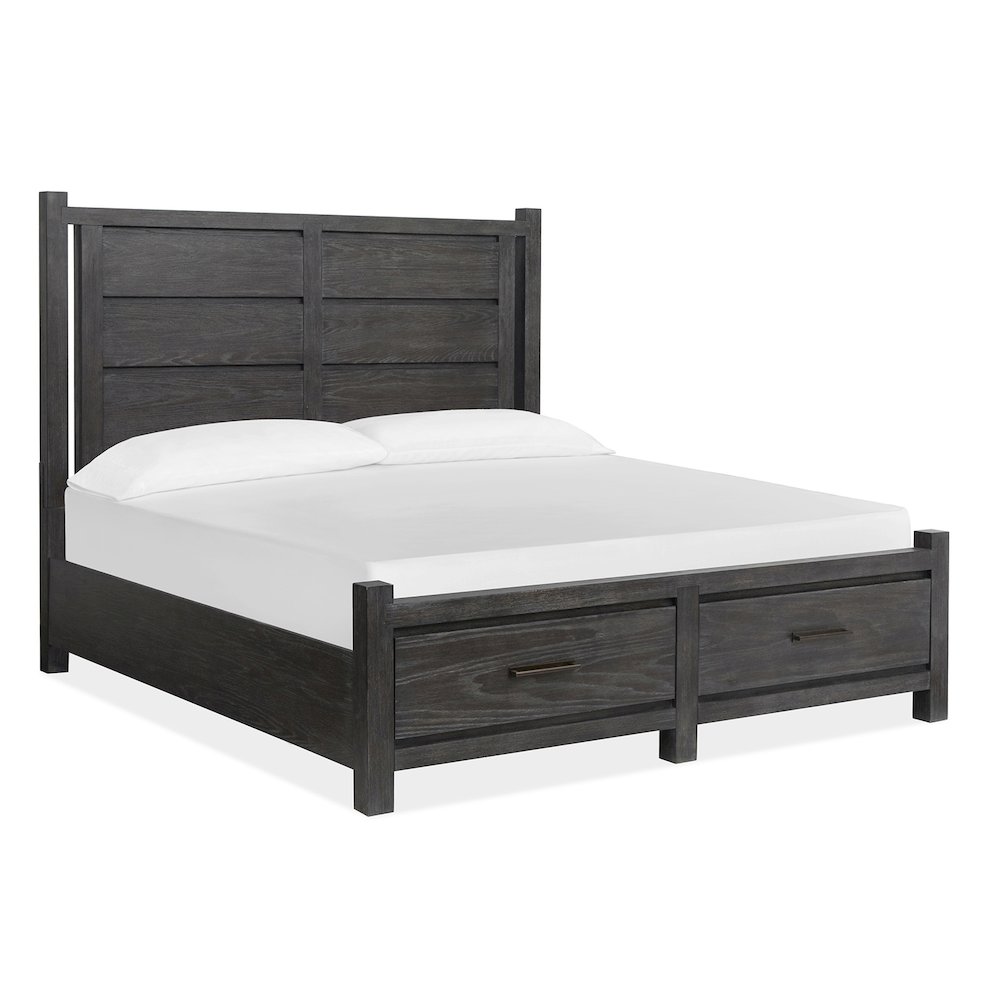 Plum Creek Ravenwood Black Queen Panel Storage Bed. Picture 1