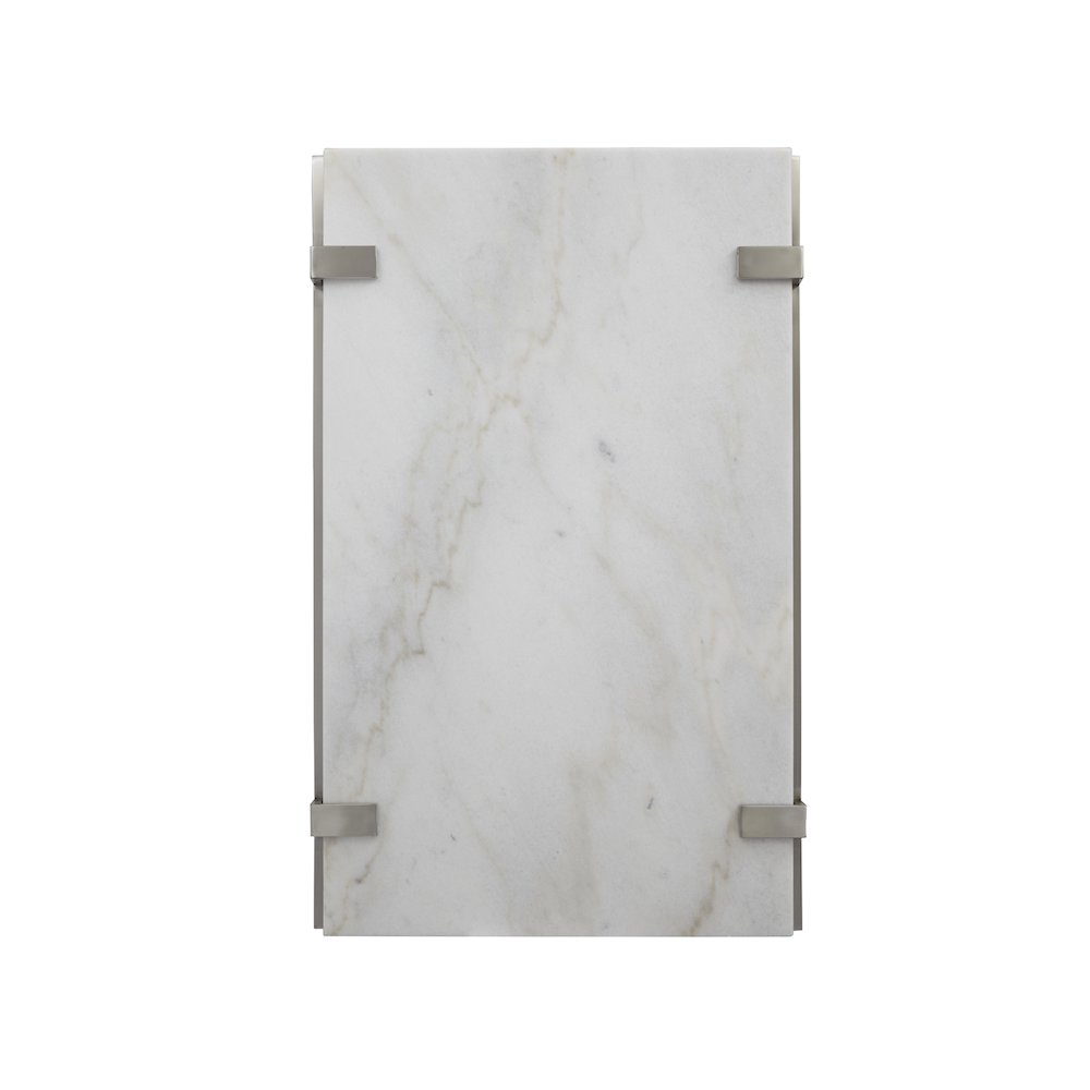 Pearl White And Roasted Almond And Brushed Platinum Rectangular Cocktail Table. Picture 7