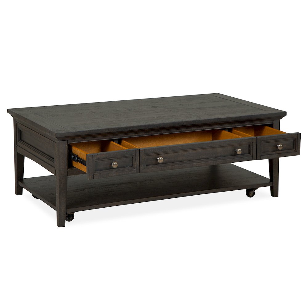 Westley Falls Graphite Rectangular Cocktail Table With Casters. Picture 5