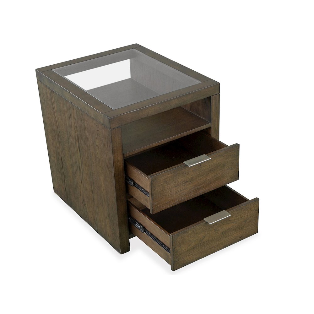 Merrick Homestead Brown And Clear Glass Rectangular End Table. Picture 6