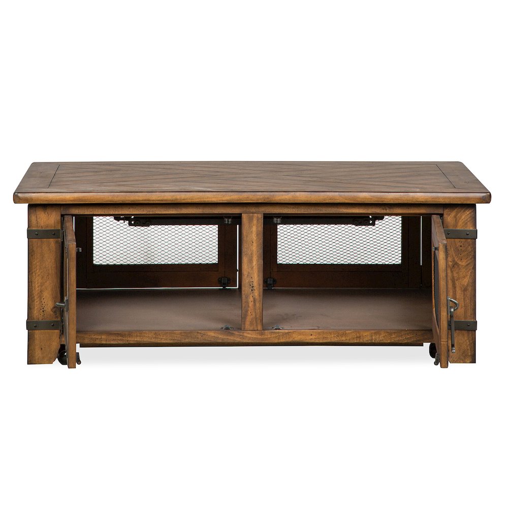 Chesterfield Farmhouse Timber Lift Top Storage Cocktail Table With Casters. Picture 10
