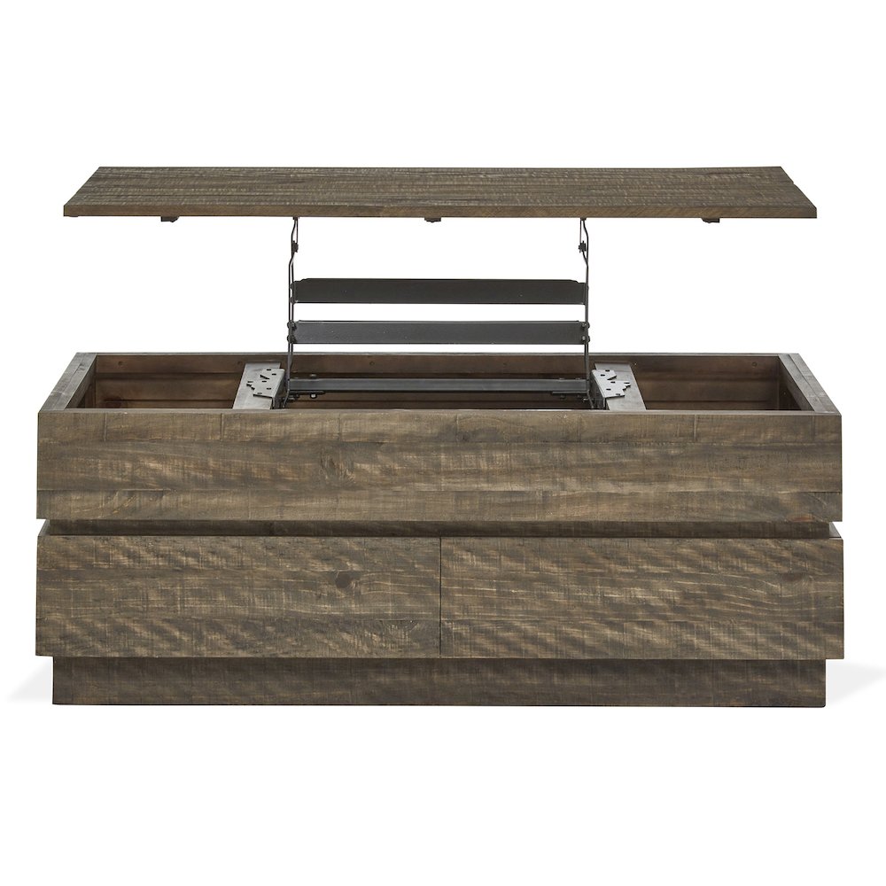 Baisden Tobacco Lift Top Storage Cocktail Table With Casters. Picture 3