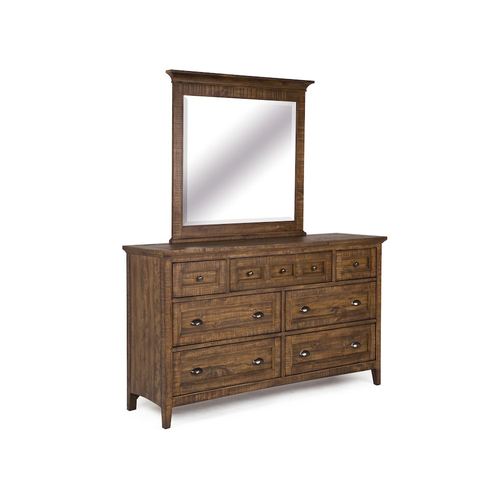 Bay Creek Toasted Nutmeg Drawer Dresser With Landscape Mirror. Picture 1